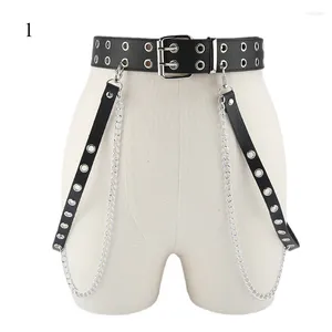 Ceintures 1PC Femmes Ceinture de chaîne réglable Punk Hip-Hop avec taille en cuir gothique pour femme Harajuku