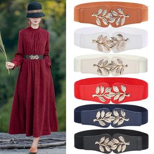 Ceintures 1pc ceinture mincerante élastique pour femmes rétro la feuille de la feuille décorative pour les dames robe-chemise de vent