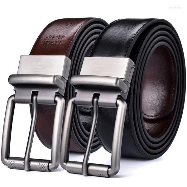 Courroies 1pcs ceinture réversible en cuir pour hommes 34mm golf décontracté avec boucle roulante un revers pour 2 couleurs