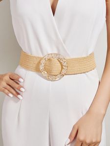 Cinturones 1pcs cinturón elástico tejido de paja para adolescentes wome adolescentes vintage amplio vestido de cintura boho damas verano