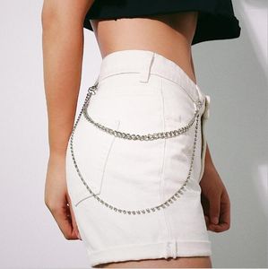 Ceintures 2 couches Rock Punk pantalon chaîne ceinture femmes mode pantalon lien chaînes en métal pour pantalon accessoires