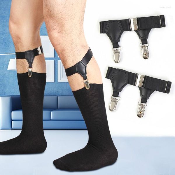 Conjunto de 2 piezas de cinturones, calcetines con soporte de eslinga, camisa elástica para hombres, Tops, liguero, ropa interior Sexy antideslizante para hombres, accesorios exóticos para piernas
