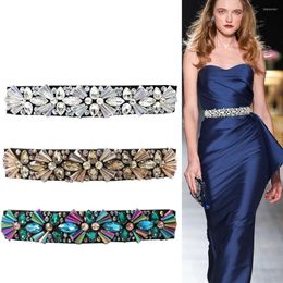 Cinturones 2022 Cinturón de cristal de diamante Decorativo para mujer Vestido formal Faja Moda Elástico Cintura Suéter Falda Accesorios