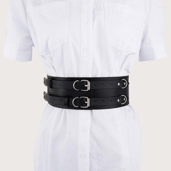 Ceintures 2022 mode Punk cuir Double bouton ceinture sangle ceinture Sexy femmes à la main décoratif chemise robe gilet harnais Fier22