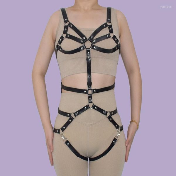 Cinturones 2022 Sexy Punk cuero arnés conjunto de ropa interior liguero mujeres cuerpo Bondage corsé correas femeninas tirantes