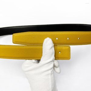 Ceintures 2022 sans boucle Ciartuar pour hommes femmes 3.2cm couleurs jaunes ceinture haute qualité peau de vache en cuir véritable deux côtés