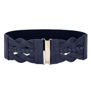 Riemen 2022 vrouwen pu weave blet mode elastische brede riem jurk accessoires metaal gespie