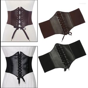 Ceintures 2022 femmes Vintage gothique Corsets sous le buste serre-taille élastique large ceinture dames Faux cuir ceinture robe décoration