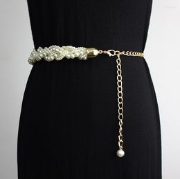 Riemen 2022 geweven parel gedraaide ketting taille riem vrouwen brede lagen tailleband elegante damesjurk korset belly