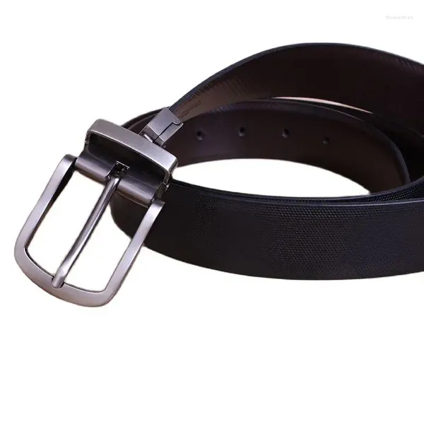 Ceintures 2023 3,5 cm de large utilisation à deux côtés ceinture en cuir véritable réversible pour hommes de conception classique