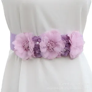 Riemen 2023 Koreaanse Stijl Kleine Bloem Brede Taille Riem Zomer Zoete Cover Alle Match Rok Roze Vrouwen Mode Handgemaakte Accessoires