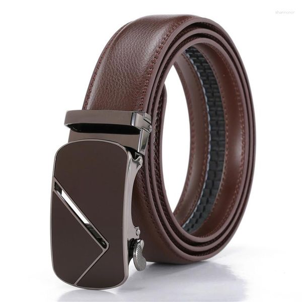 Cinturones 2023 Cinturón de cuero genuino para hombres de lujo Moda clásica Alta calidad Automático Jóvenes Negocios Casual Jeans