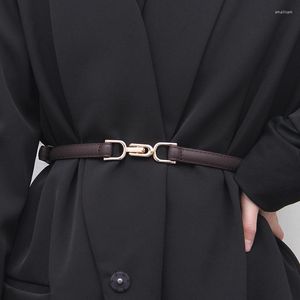 Ceintures en cuir PU pour femmes, boucle en alliage, robe à la mode, fine et fine, ajustable, sans poinçonnage, 2023