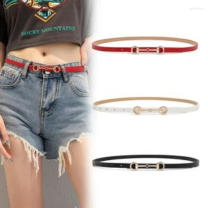 Riemen 2023 Retro paardentitels Buckle dunne riem dames goud veelzijdige casual decoratie jeans pak jurk kleine vrouwen