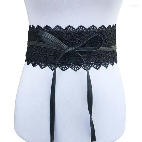 Cinturones 2024 negro blanco ancho corsé hueco flor cinturón femenino auto corbata cintura para mujeres vestido de boda cintura banda