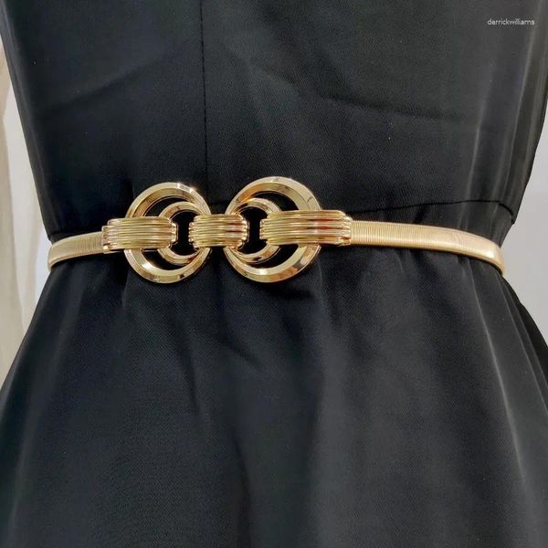 Ceintures 2024 Fashion Elastic Gold Chain Belt Weark Designer Fomen Women Quality Stretch Robe Robe Metal Riem