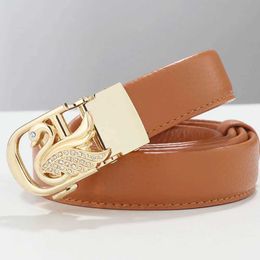 Cinturones 2024 Fashion Swan Buckle Designer de lujo Cinturón de marca para mujeres Correa de cuero Accesorios de decoración de jeans Regalo de Navidad 240423
