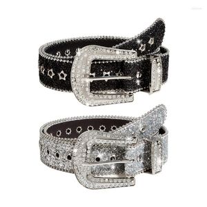 Ceintures 2024 Goth Boucle Femme Locomotive Pleine Paillettes Taille Western Cowgirl Y2K Filles Ceinture Pour Jeans Hommes