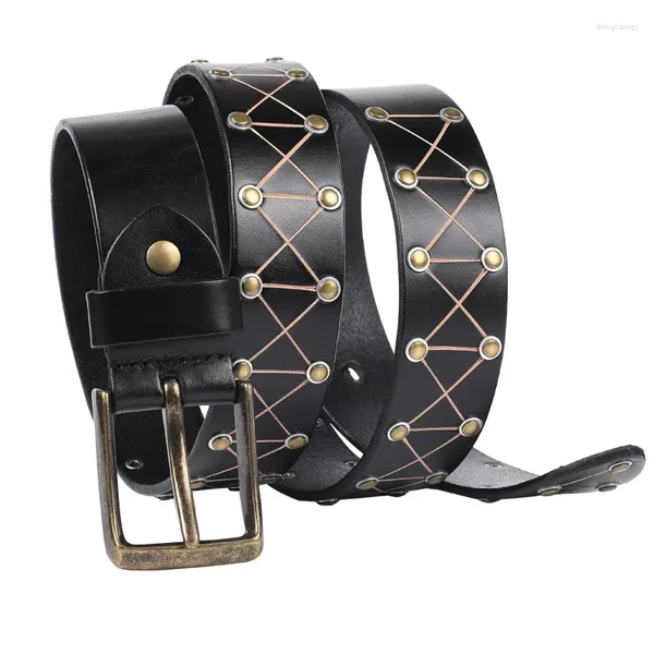 Cinturas 2024 Estilo de punk Cinturón de remache personalizado Diseño original Versátiles Versátiles de cuero de cuero de piel de piel