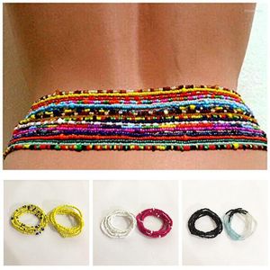 Riemen 2 stks kralen buik chians korrel sieraden ketens elastische taille ketting lichaam Afrikaanse taille