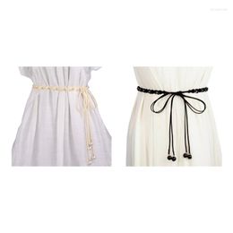 Riemen 2XPC Vintage Boho-stijl Knoop Dunne Riem Voor Vrouwen Witte Parel Decors Dames Jurk Mode Vrouwelijke Taille Touw Accessoires