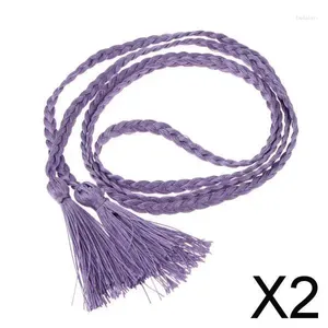 Cinturas 2xWomen Girl Tassel Tassel Long Band Band Rope Ring Ties Accesorios Purple