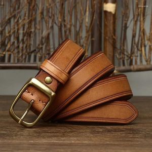 Ceintures 3.3cm Mode Mâle Cowhide Véritable Ceinture En Cuir De Luxe Gaufrage Designer Hommes Cuivre Boucle Jeans Sangle Pour Homme Cowboy