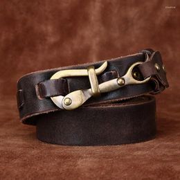 Ceintures 3,3 cm ceinture en cuir authentique Men de luxe Strap de luxe Male Fashion Pure Copon Copper Backle American Style Retro Handmade High Quality