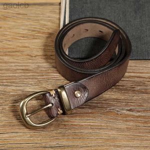 Ceintures 3.3 cm de largeur en cuir véritable ceinture Vintage luxe boucle ceinture haute qualité peau de vache sangle jean ceinture ldd240313