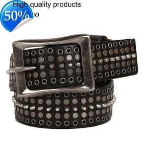 Ceintures 3.4CM Véritable Cuir Cowboy Ceinture Boucle Vintage Métal Punk s pour Hommes Cross Rock Jeans Ceinture Homme Bronze YQ231026