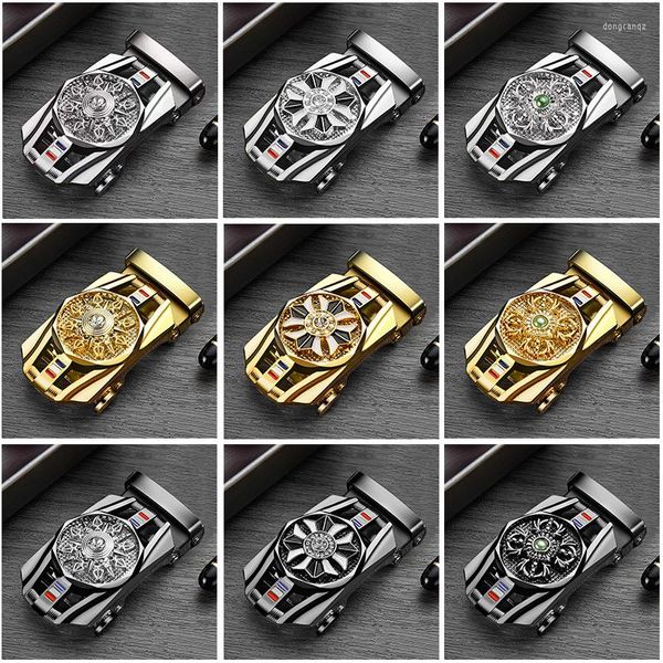 Ceintures 3.5cm luxe hommes boucle de ceinture automatique haute qualité marque concepteur voiture de sport modèle rotatif creux cuir métal