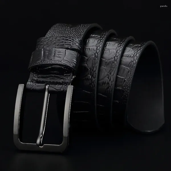 Ceintures 3.8cm Marque Designer Alligator Grain Modèle Véritable Ceinture En Cuir Pour Hommes Mode Vintage Mâle Boucle Ardillon