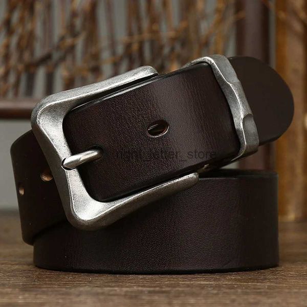 Ceintures 3.8CM d'épaisseur rétro Cowboy jean véritable ceinture en cuir véritable hommes lourd boucle en acier inoxydable pour la taille mâle sangle en peau de vache YQ231026