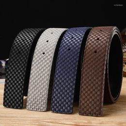 Gürtel 3,8 cm Breite Mode Plaid Designer Rindsleder Echtes Leder Für Männer Mit Löchern Luxus Gürtel Körper Strap Ohne Schnalle R957