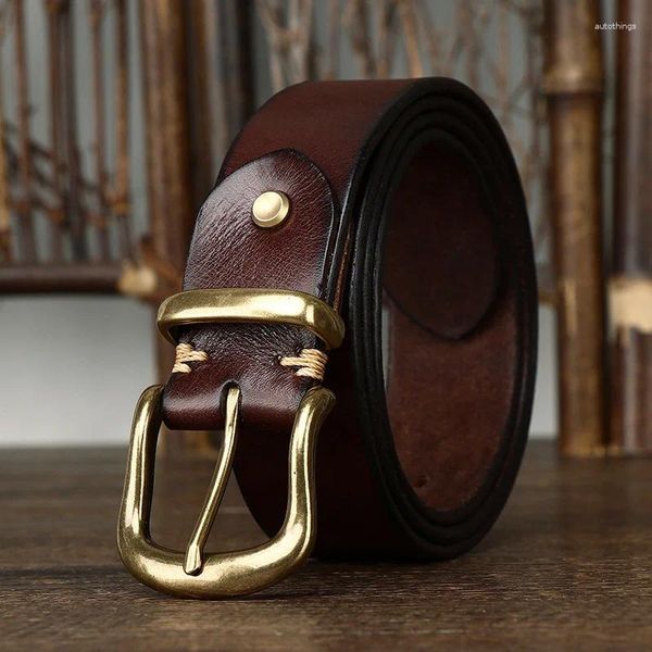 Cinturones Cinturón vaquero retro para hombre de 3,8 cm de ancho: cuero genuino, grueso y duradero, ideal para Jean