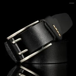 Gürtel 4 CM Breite Mode Britischen Stil Doppel Pin Schnalle Hohe Qualität Echtes Leder Gürtel Für Männer Casual Jeans Taillenbänder Strap 2024
