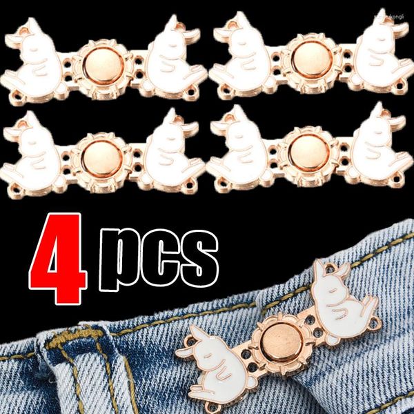 Ceintures 4 pièces boutons de taille détachables en métal, fermeture à pression réutilisable, épingle pour pantalon pour femmes, épingles à Clip, accessoires pour vêtements