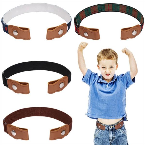 Ceintures 4 pièces filles enfants sans spectacle boucle de ceinture extensible Invisible élastique Style décontracté avec réglable pour Jeans pantalons ceintures