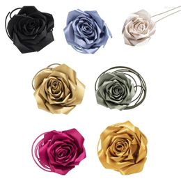 Ceintures 652f Fleur décontractée ceinture nœud de taille grand tissu corde rose sangle élastique corps vintage pour pantalon habillé