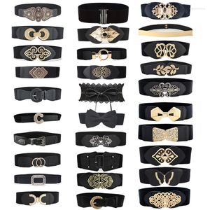 Ceintures 66 styles ceinture extensible noire pour femmes PU boucle en métal corset sangle de taille femme designer robe jupe manteau ceinture décorative