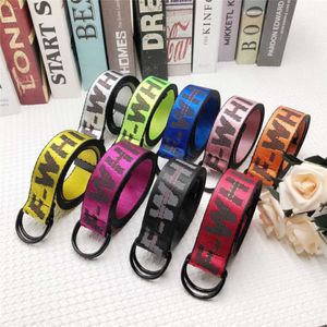 Riemenlijmen chaopai offwhitee canvas riem eenvoudige dubbele lus d-button geborduurde letter hiphop industrieel lint 2353