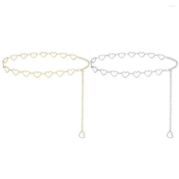 Ceinture de chaîne réglable de ceintures pour femmes coeur décor en or / argent robes / jeans / pull en métal décoré en argent