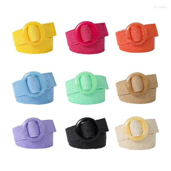 Ceintures réglable boucle ardillon tressé ceinture de taille femmes élastique coloré tissage goutte