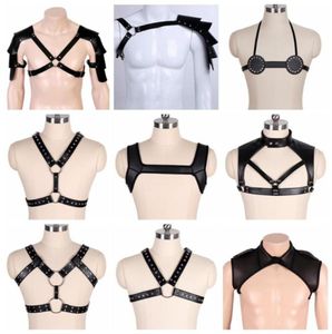 Riemen Verstelbare Sex Cosplay Kostuums Sexy Vrouwen Volwassen Mannen Gentleman Lederen Body Borstharnas Riem Punk Fancy Kleding Accessor2266267