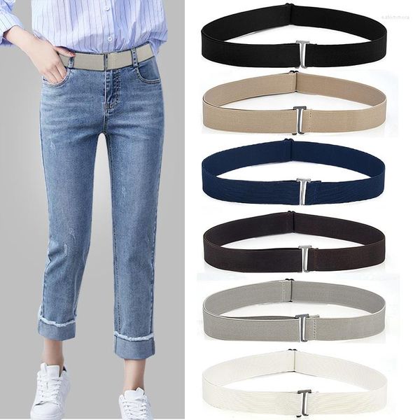 Ceintures Taille Réglable Bande Élastique Stretch Taille Ceinture Boucle Plate Femmes Solide Doux Invisible Jeans Pantalon Femme Ceinture