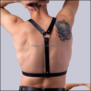 Cinturones Aessories Moda Adts Bdsm Bondage Juego de roles Hombres Gay Arnés de cuero Correas Cuerpo Pecho Tirantes Espada Cinturón Hombre Liguero Drop Delive