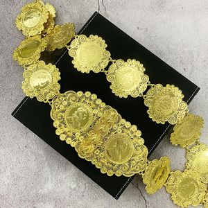 Riemen Algerijnse metalen taille keten Franse muntengordel bloemenontwerp lange mouwen
