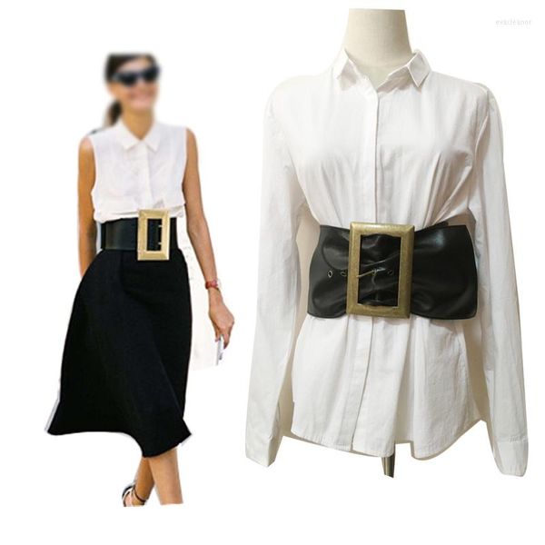 Ceintures Antique Big Generous Buckle Faux Leather Waist Belt Fashion All-match Wide Pour femme