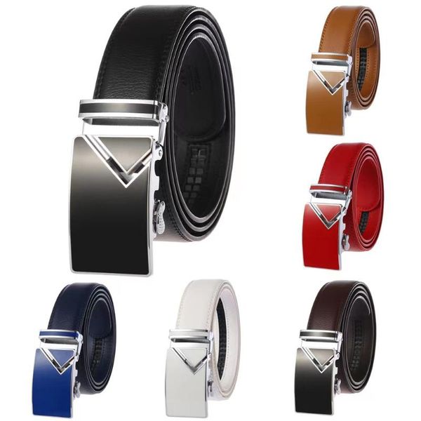 Ceintures arrivée blanc noir hommes automatique alliage boucle mâle ceinture véritable cuir de vache corée Golf grande taille 110-130 cmceintures