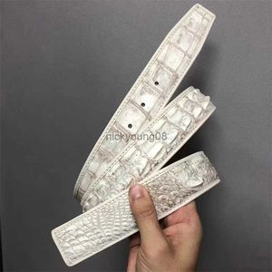 Ceintures Authentique peau de crocodile exotique hommes fantaisie blanc ceinture véritable véritable véritable cuir d'alligator ceintures masculines pour boucle lisse